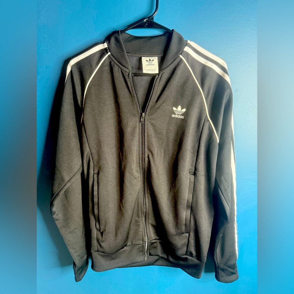 Adidas Black Bomber Jacket with Iconic Design
